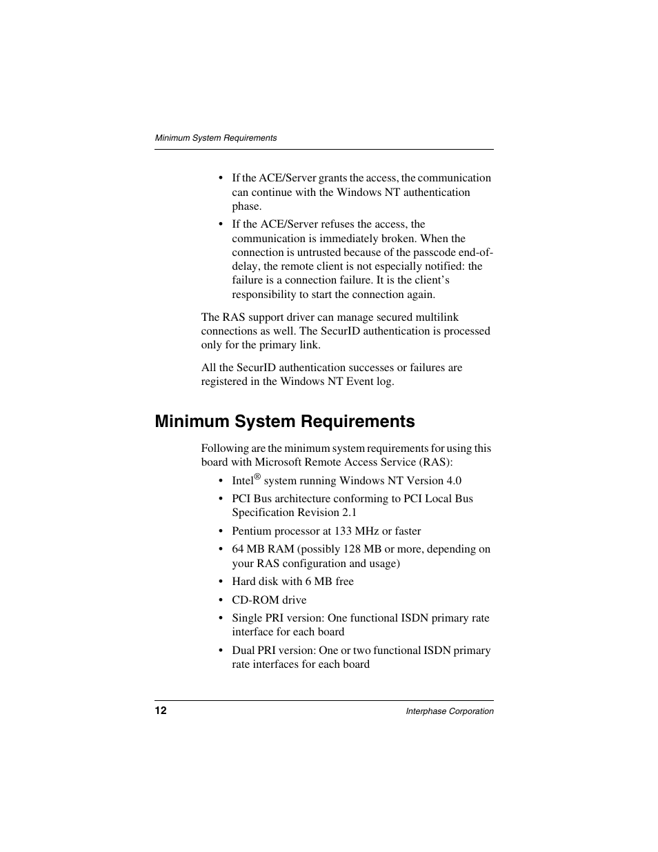 Minimum system requirements | Interphase Tech RAS Communications Controller 5536 User Manual | Page 32 / 244