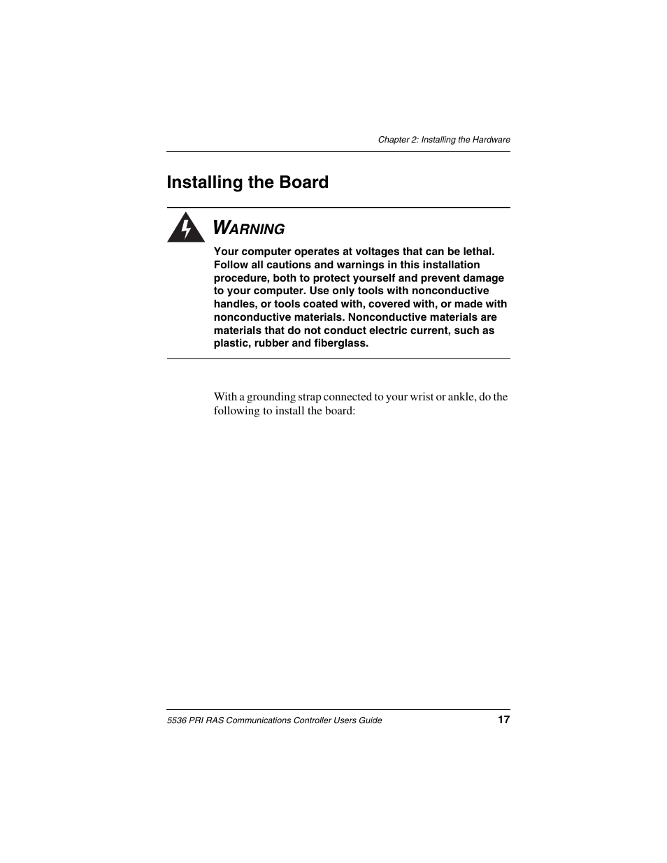 Installing the board | Interphase Tech RAS Communications Controller 5536 User Manual | Page 37 / 244