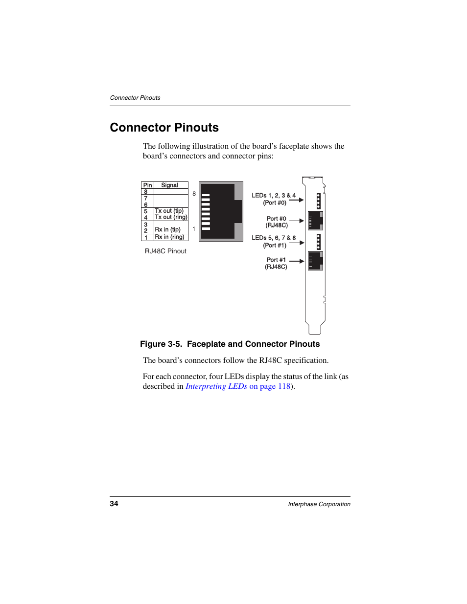 Connector pinouts | Interphase Tech RAS Communications Controller 5536 User Manual | Page 54 / 244