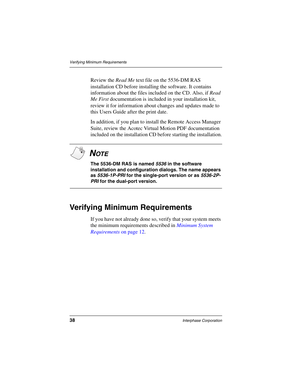 Verifying minimum requirements | Interphase Tech RAS Communications Controller 5536 User Manual | Page 58 / 244