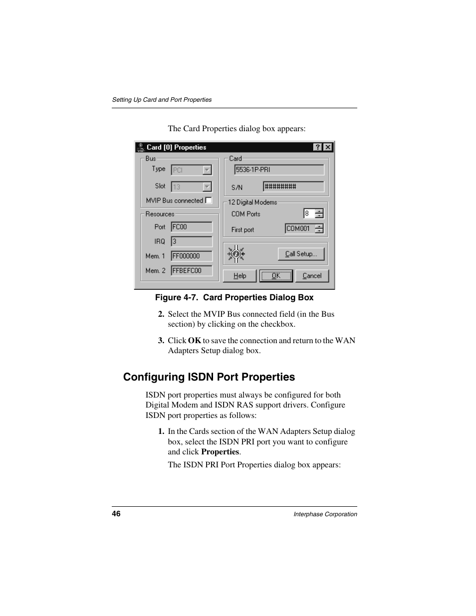 Configuring isdn port properties | Interphase Tech RAS Communications Controller 5536 User Manual | Page 66 / 244