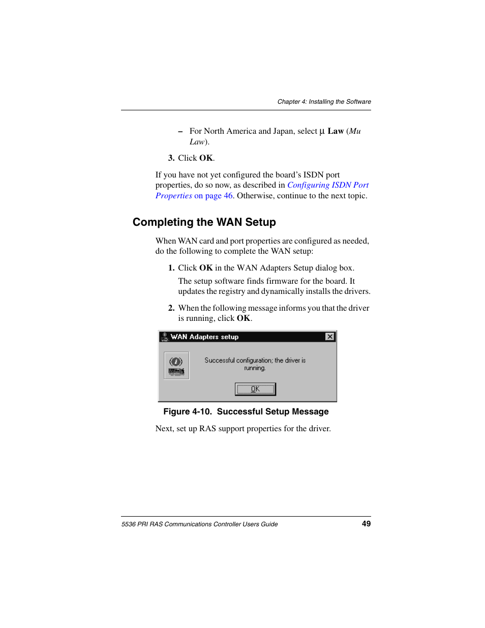 Completing the wan setup | Interphase Tech RAS Communications Controller 5536 User Manual | Page 69 / 244