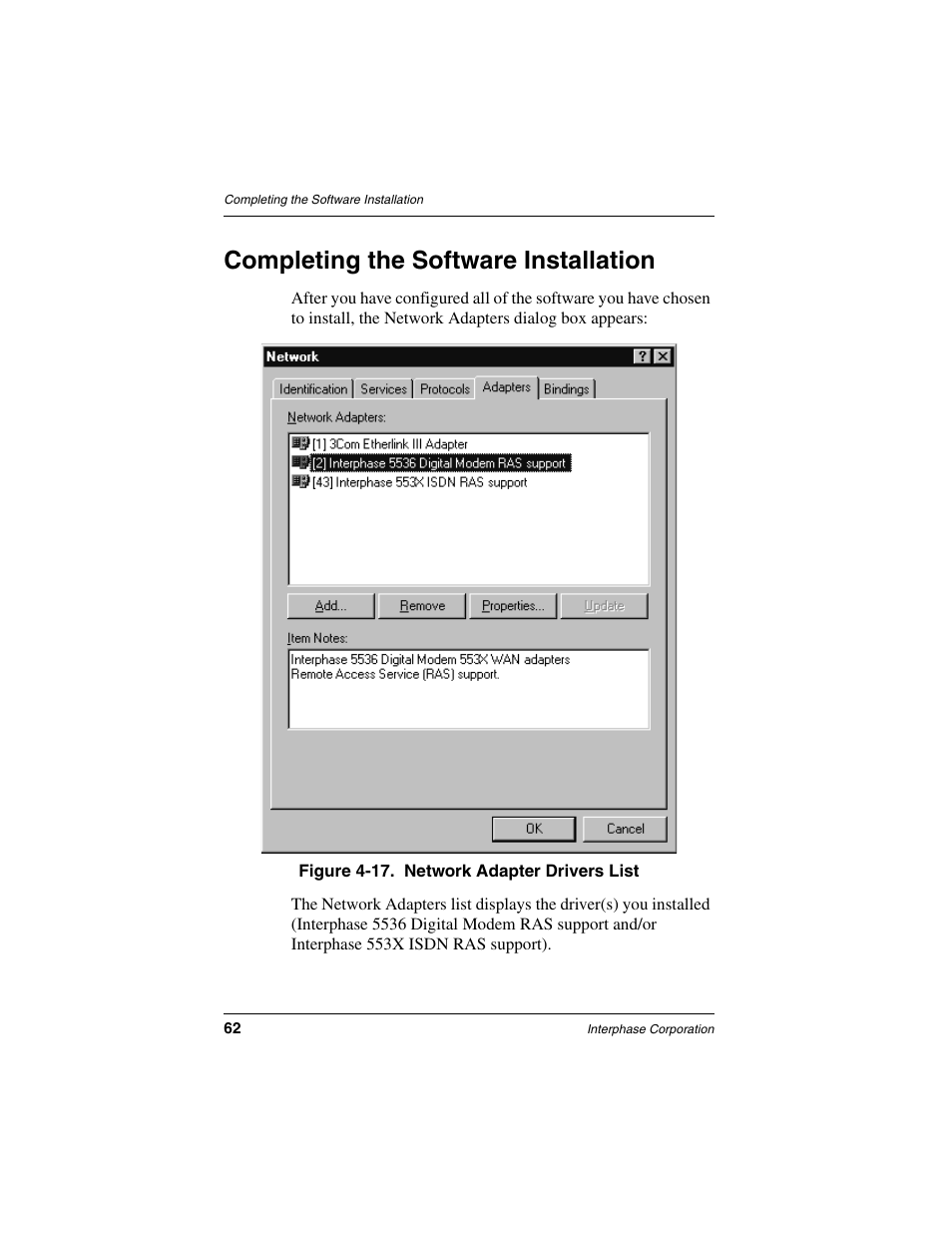 Completing the software installation, The next section, Completing the software | Installation | Interphase Tech RAS Communications Controller 5536 User Manual | Page 82 / 244