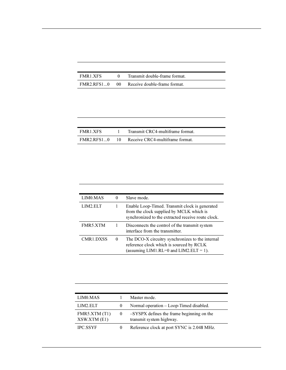 E1 non-crc4 specific initialization, E1-crc4 specific initialization, Clock synchronization initialization | Interphase Tech 4538 User Manual | Page 105 / 149