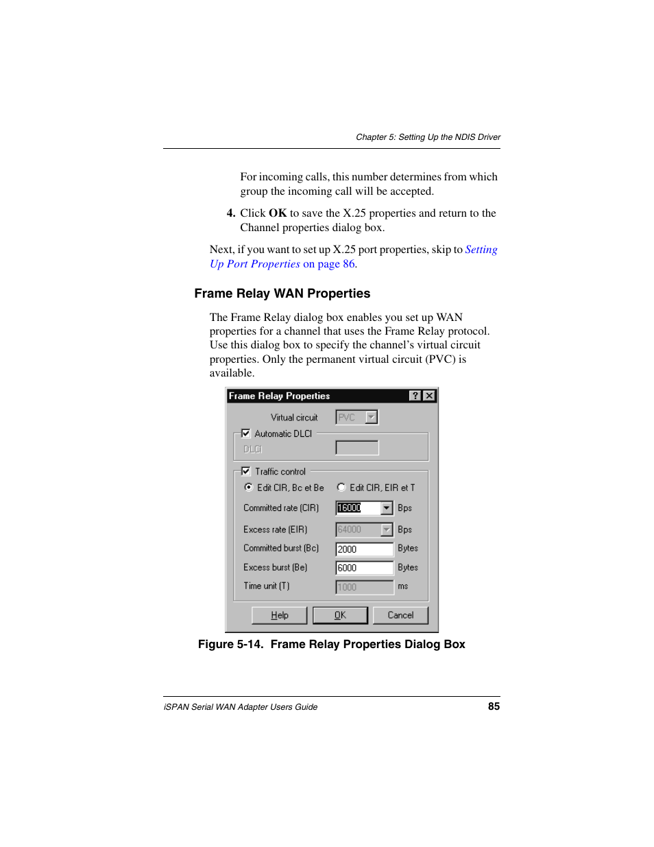 Frame relay wan properties, Up frame relay properties, skip to, Frame relay | Interphase Tech iSPAN User Manual | Page 105 / 236