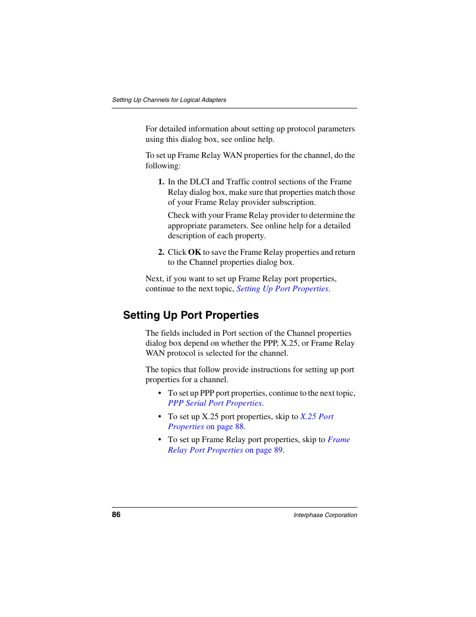 Setting up port properties, Skip to, Setting | Interphase Tech iSPAN User Manual | Page 106 / 236