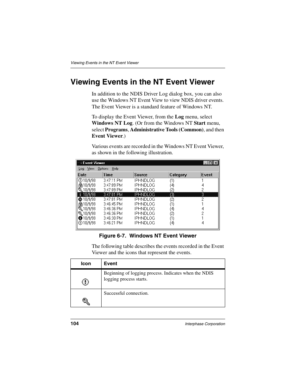 Viewing events in the nt event viewer | Interphase Tech iSPAN User Manual | Page 124 / 236