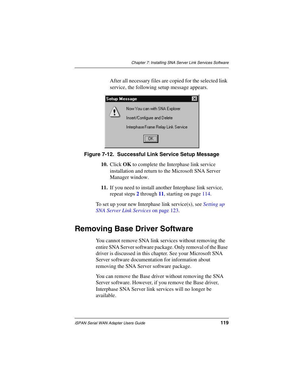 Removing base driver software | Interphase Tech iSPAN User Manual | Page 139 / 236