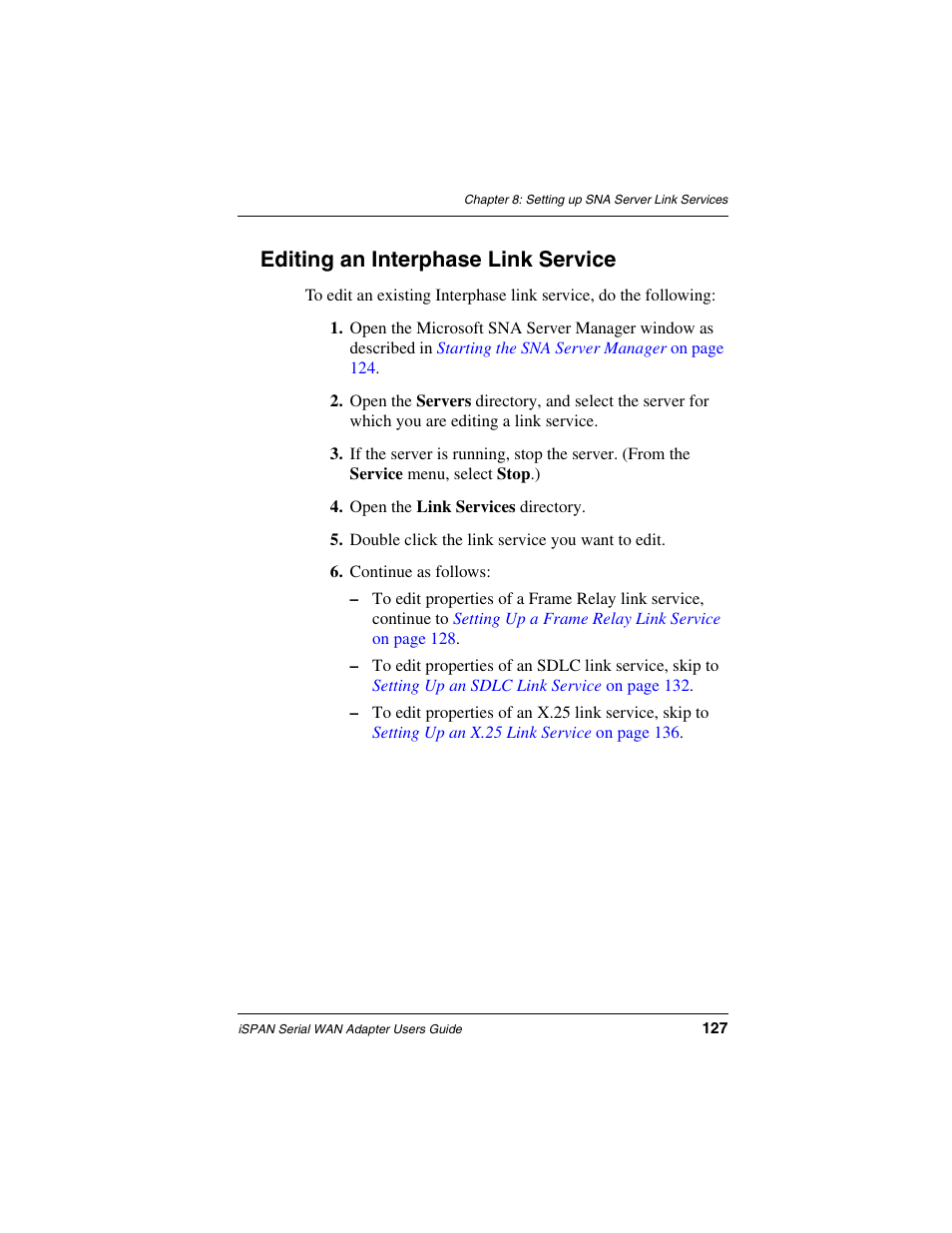 Editing an interphase link service | Interphase Tech iSPAN User Manual | Page 147 / 236