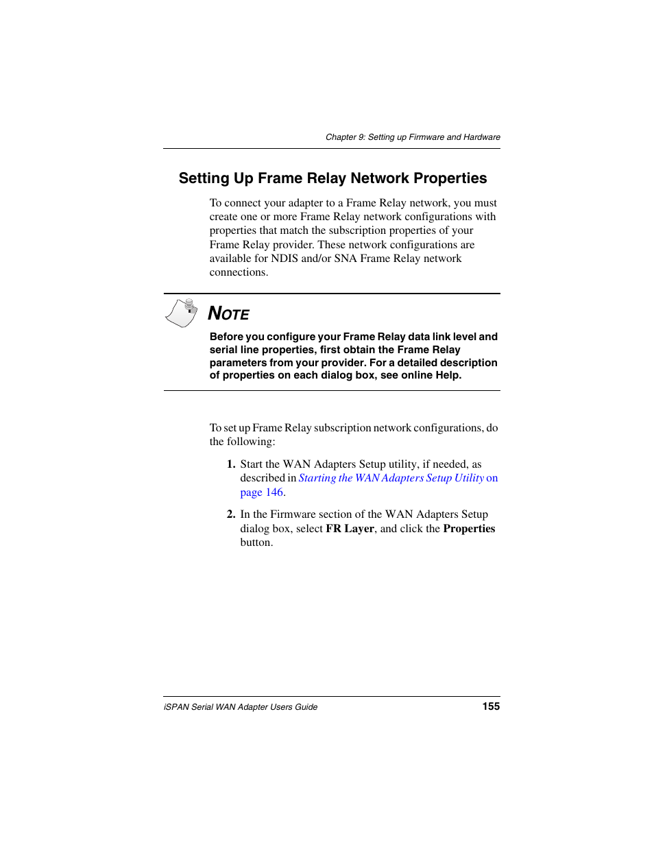 Setting up frame relay network properties, Setting up, Setting up frame | Interphase Tech iSPAN User Manual | Page 175 / 236
