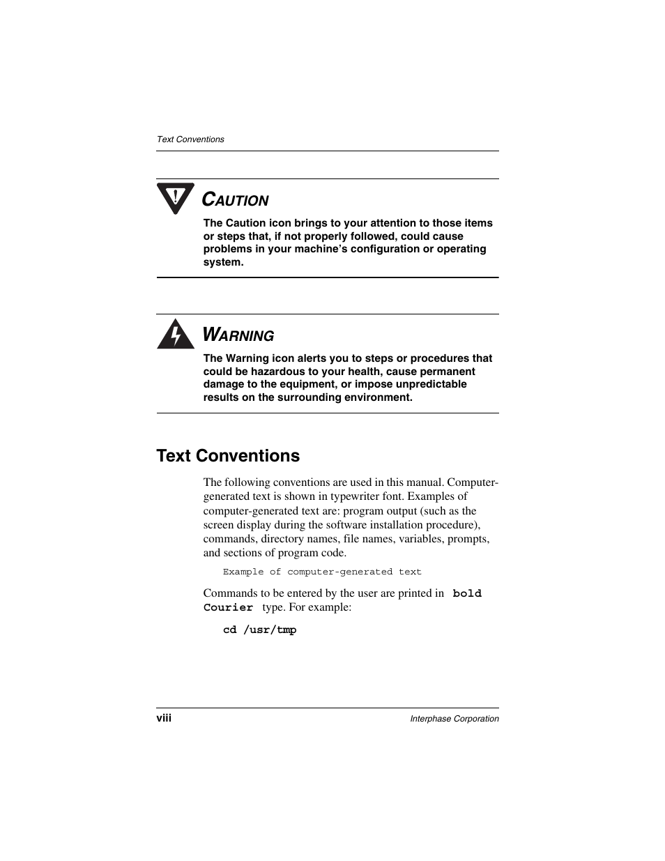 Text conventions | Interphase Tech iSPAN User Manual | Page 18 / 236