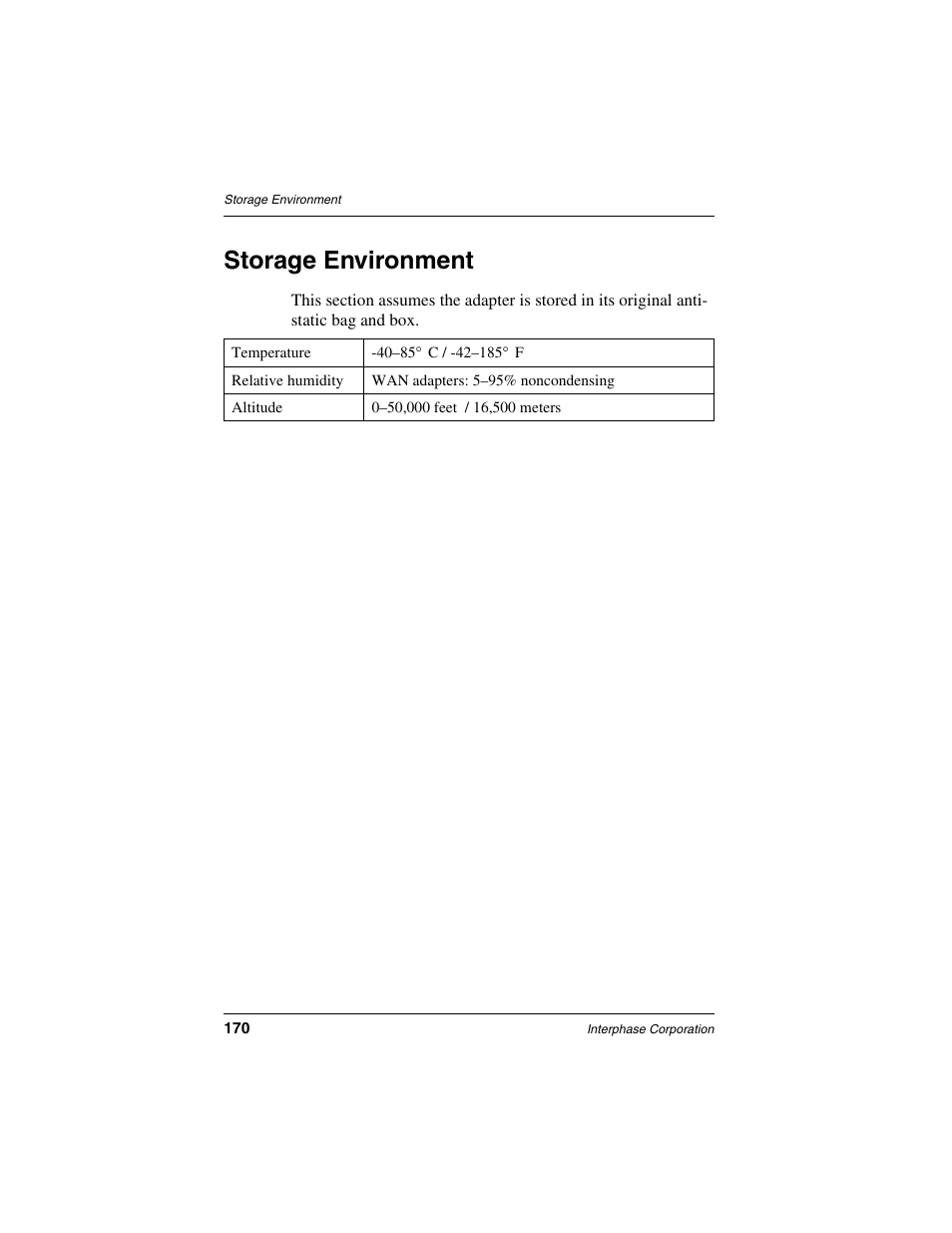 Storage environment | Interphase Tech iSPAN User Manual | Page 190 / 236