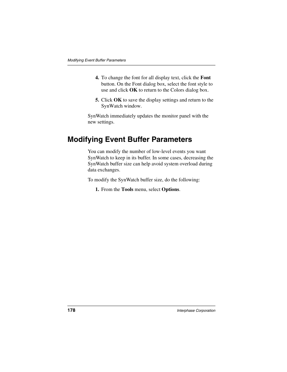 Modifying event buffer parameters | Interphase Tech iSPAN User Manual | Page 198 / 236