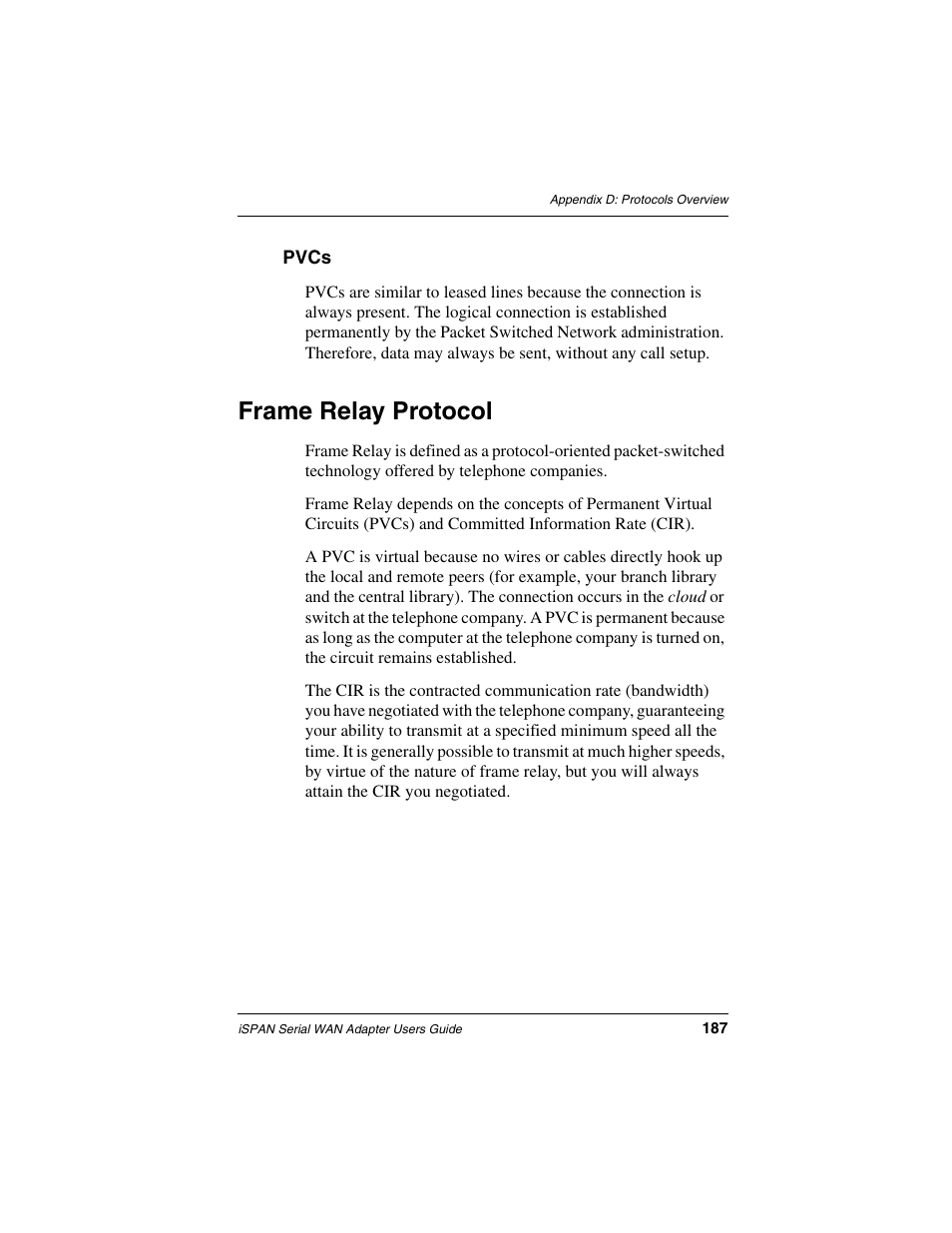 Pvcs, Frame relay protocol | Interphase Tech iSPAN User Manual | Page 207 / 236