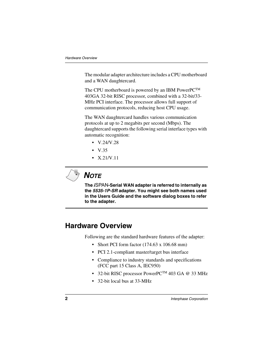 Hardware overview | Interphase Tech iSPAN User Manual | Page 22 / 236