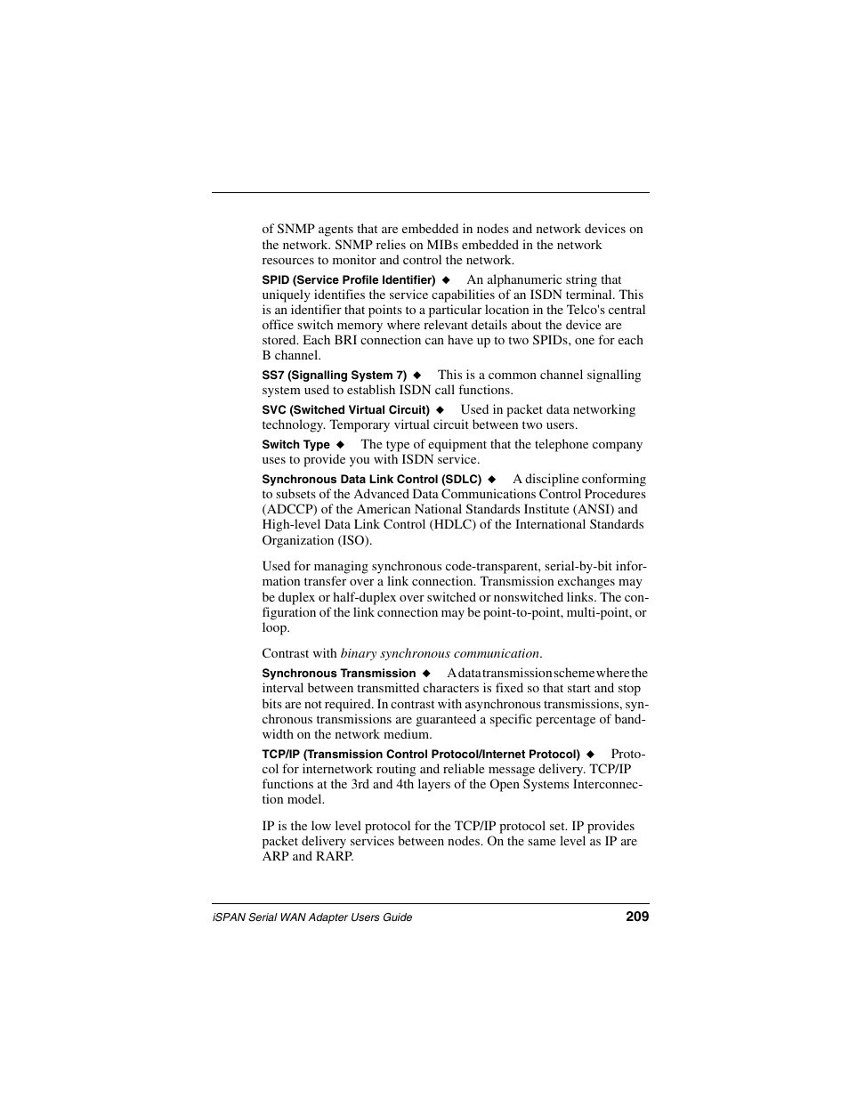 Synchronous data link control (sdlc) | Interphase Tech iSPAN User Manual | Page 229 / 236