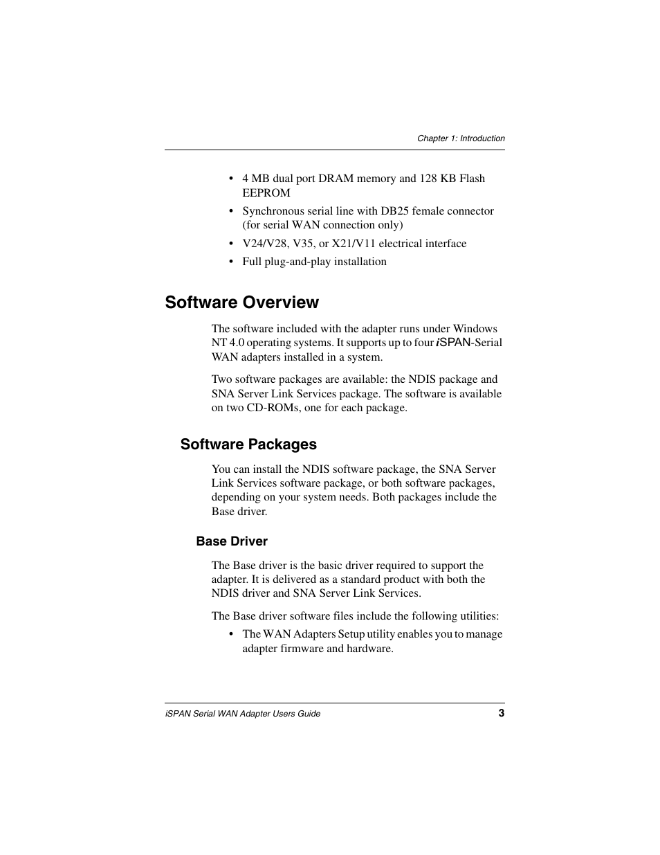 Software overview, Software packages, Base driver | Interphase Tech iSPAN User Manual | Page 23 / 236