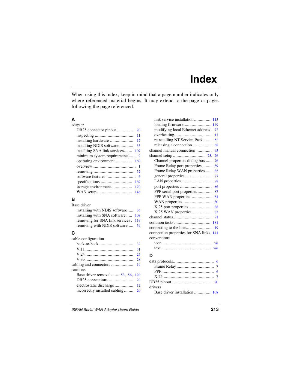 Index | Interphase Tech iSPAN User Manual | Page 233 / 236