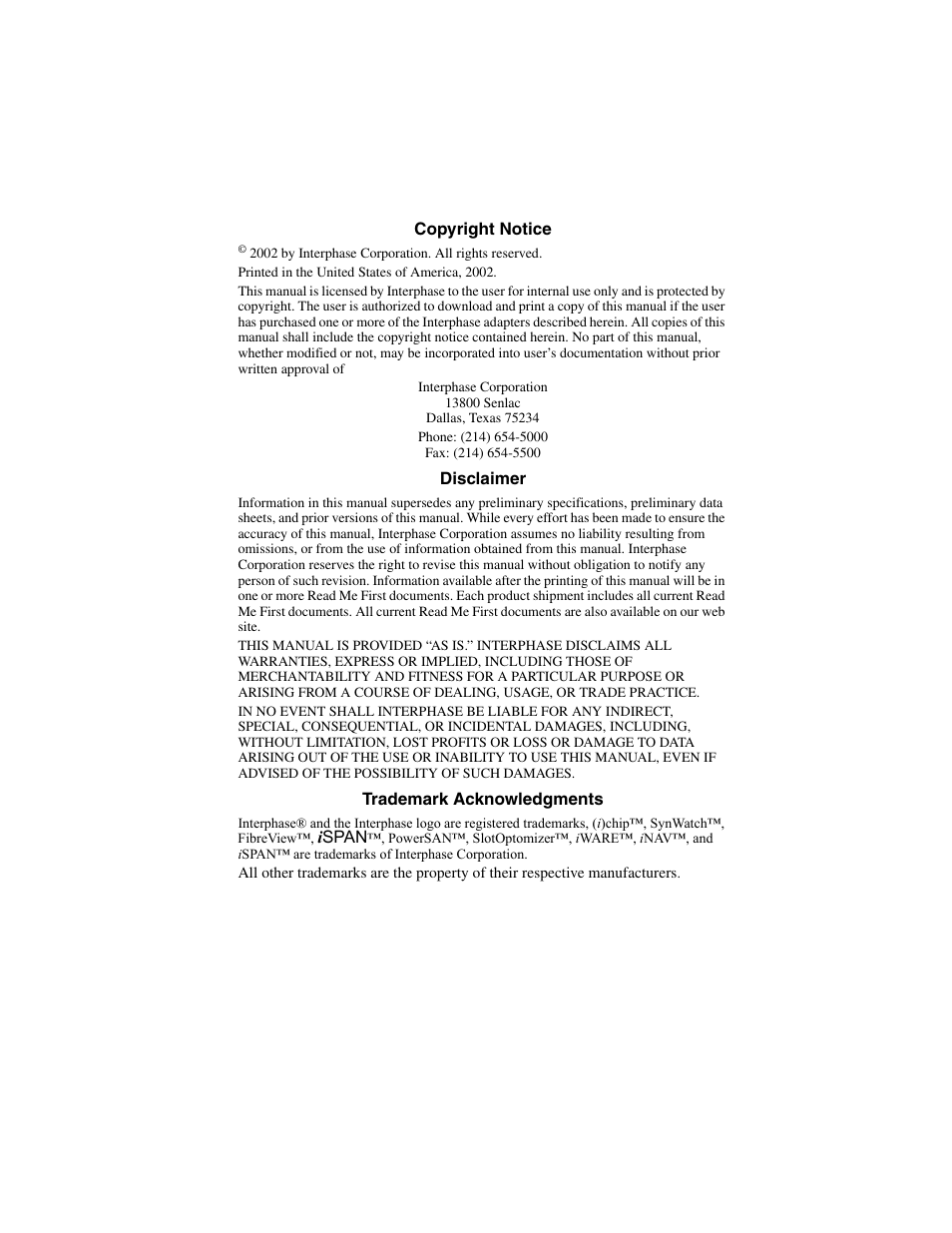 Interphase Tech iSPAN User Manual | Page 3 / 236