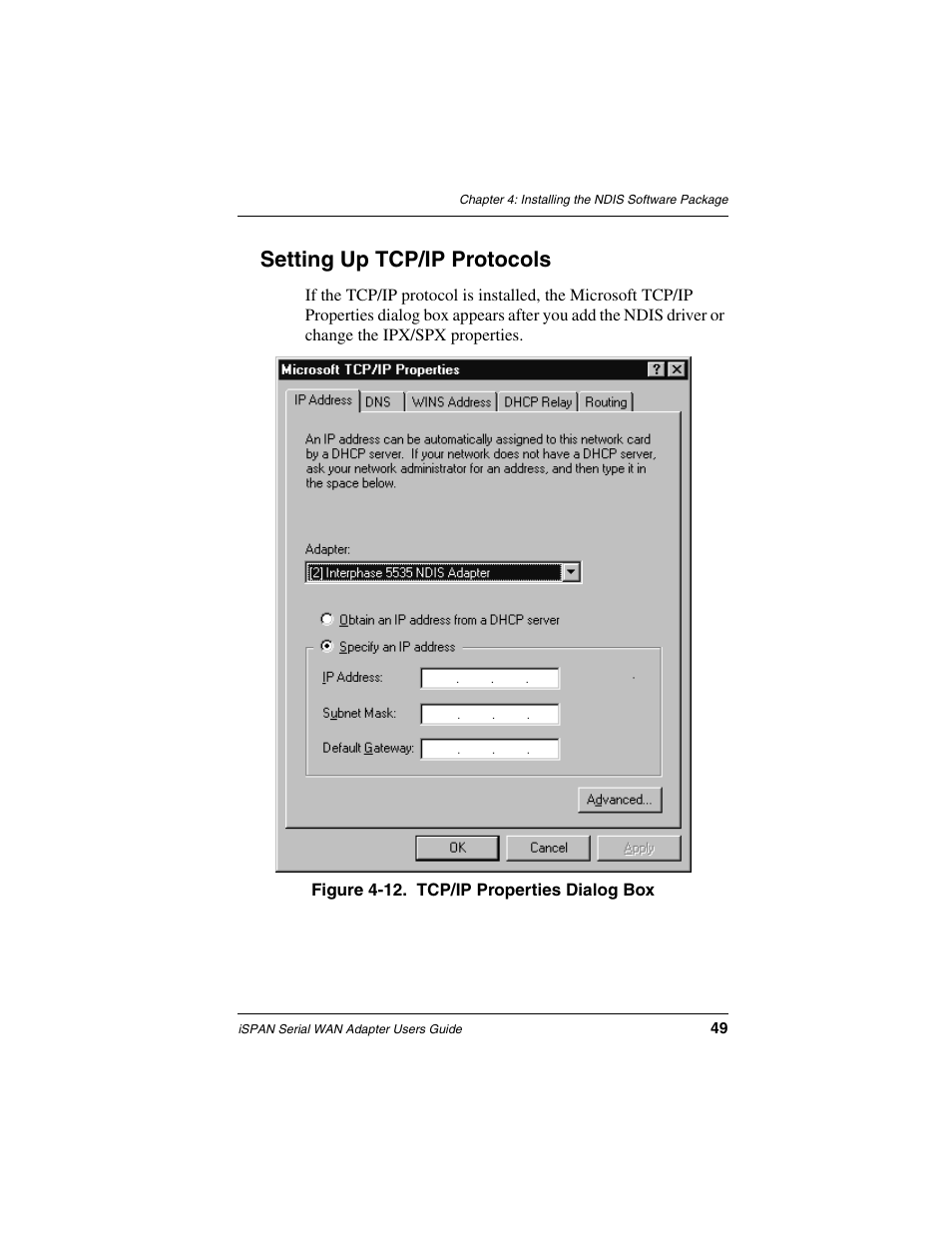 Setting up tcp/ip protocols, P/ip settings, skip to, Setting up | Interphase Tech iSPAN User Manual | Page 69 / 236