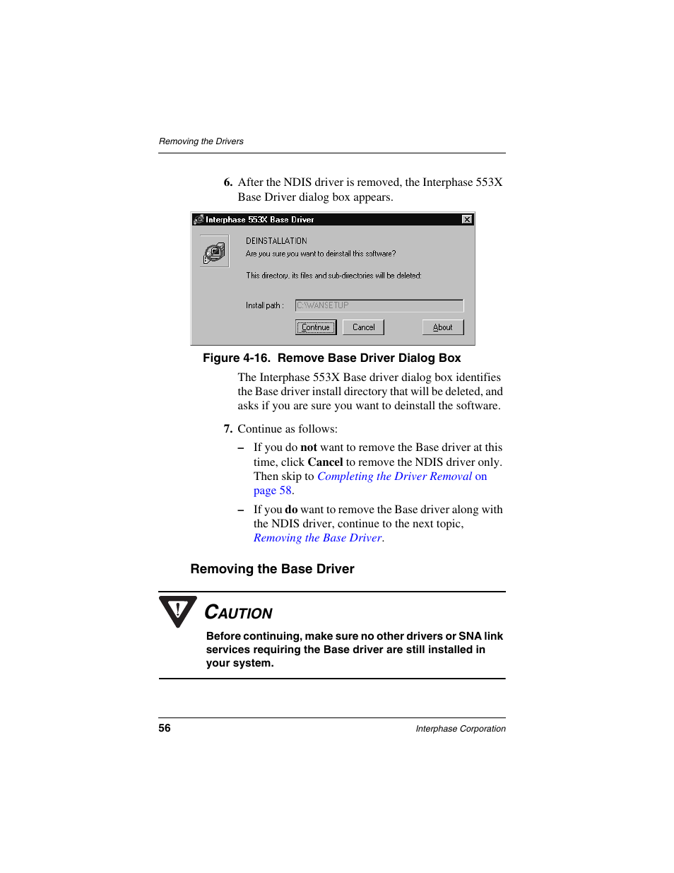 Removing the base driver | Interphase Tech iSPAN User Manual | Page 76 / 236