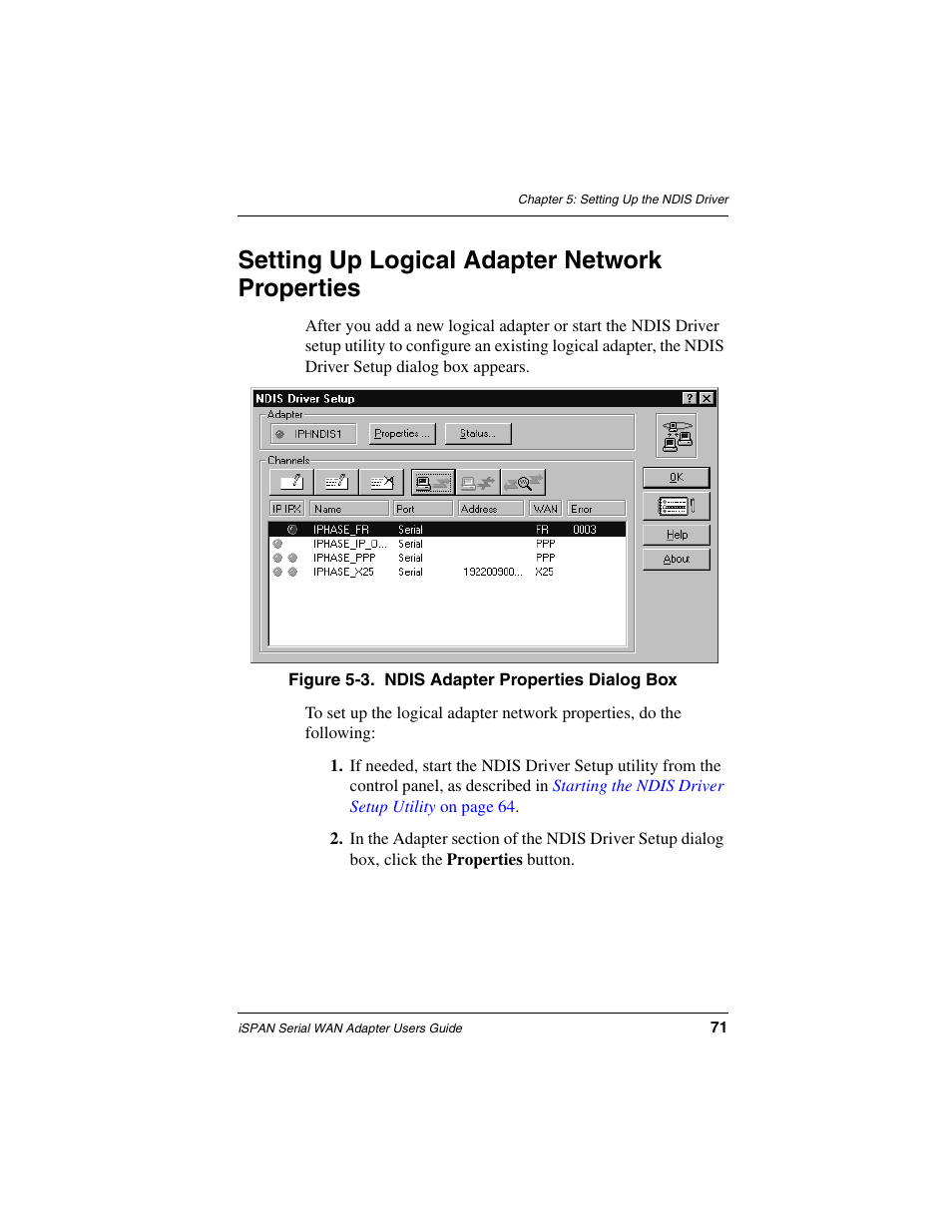 Setting up logical adapter network properties, Xt section, Setting up | Logical adapter network properties | Interphase Tech iSPAN User Manual | Page 91 / 236