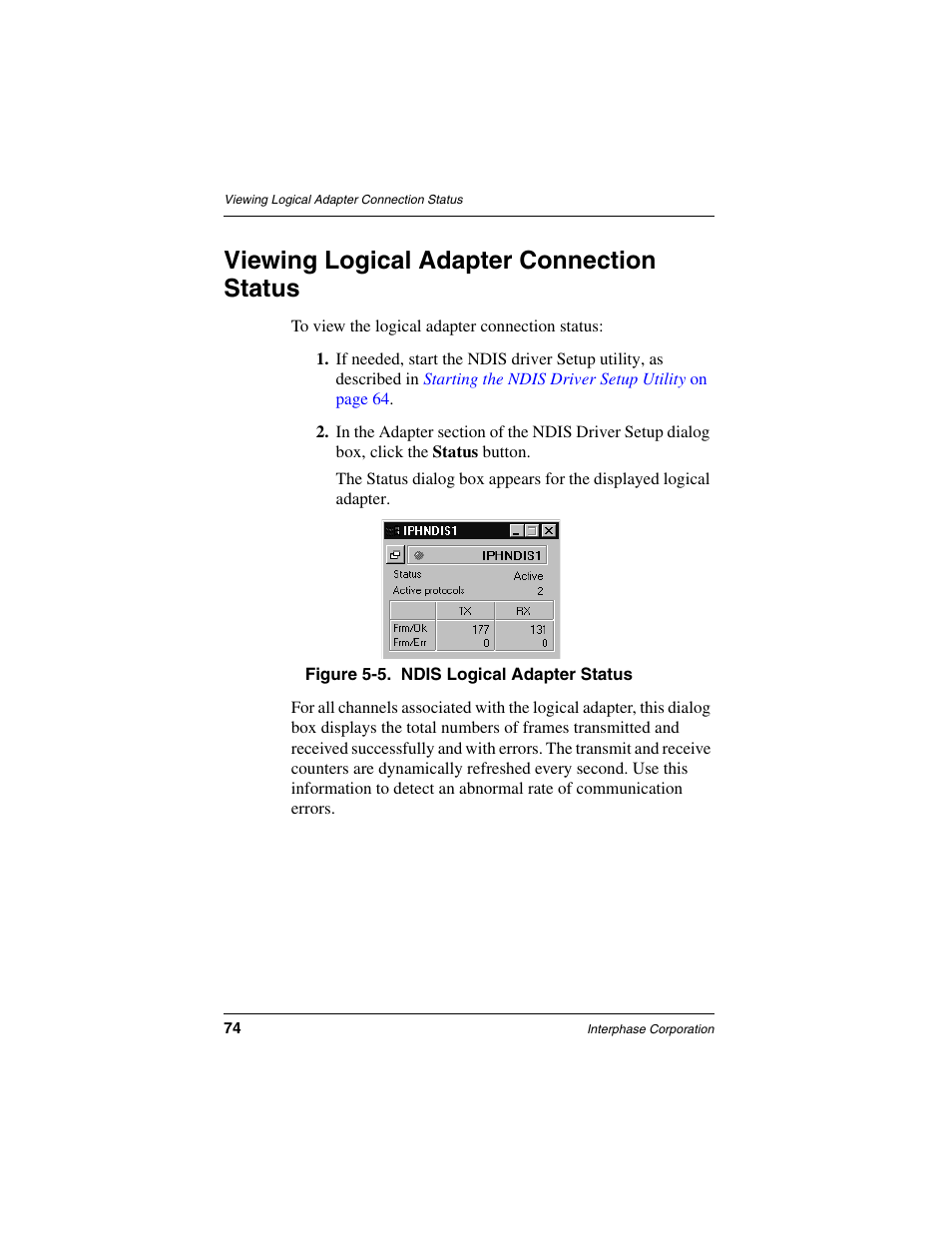 Viewing logical adapter connection status | Interphase Tech iSPAN User Manual | Page 94 / 236
