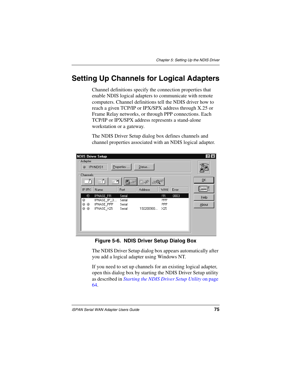 Setting up channels for logical adapters, Setting up channels for | Interphase Tech iSPAN User Manual | Page 95 / 236