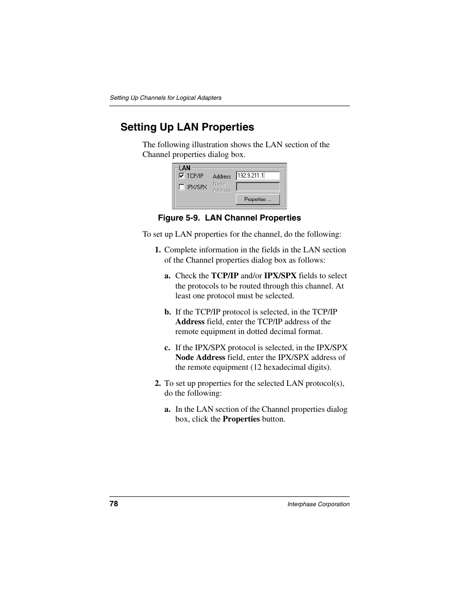 Setting up lan properties | Interphase Tech iSPAN User Manual | Page 98 / 236