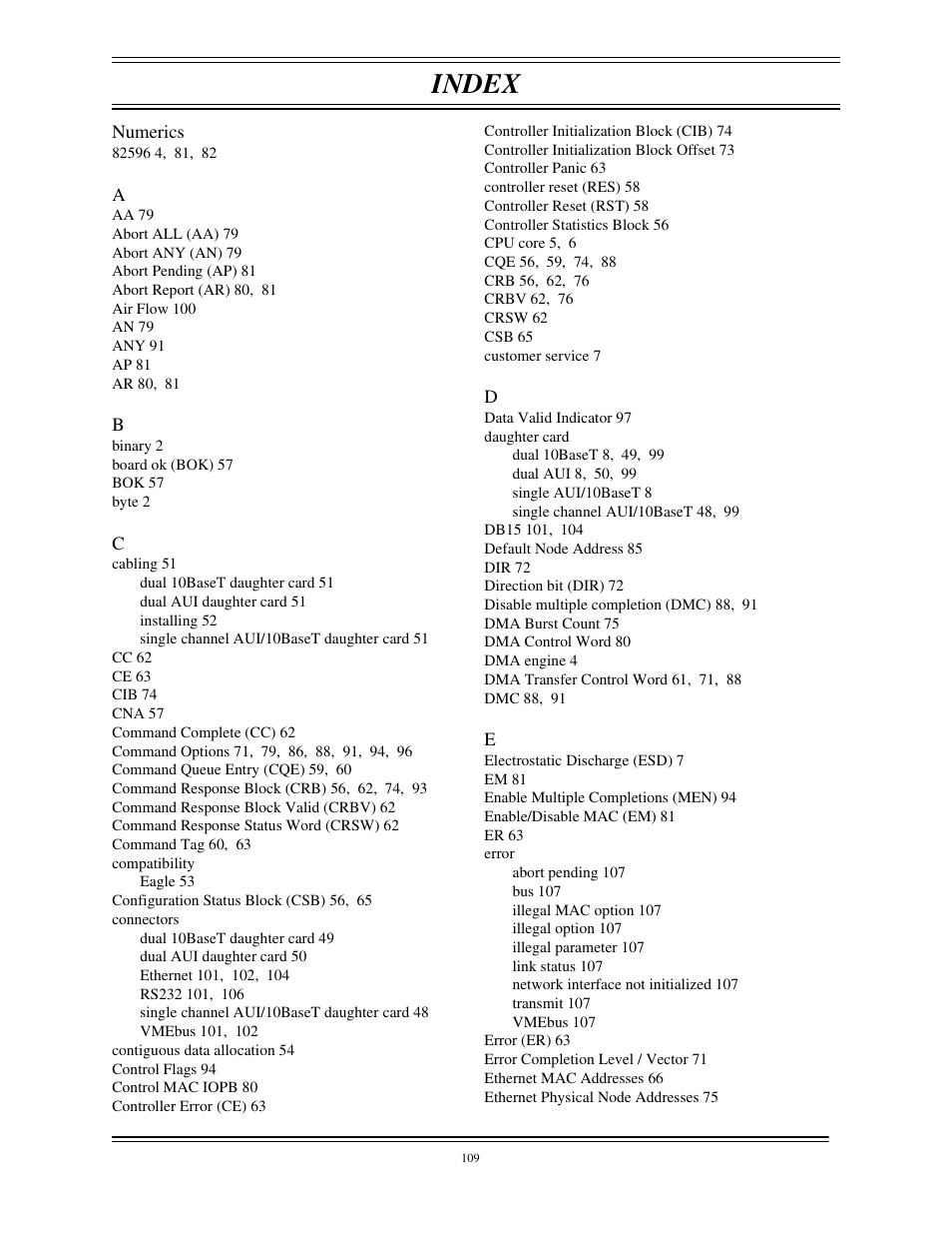 Index | Interphase Tech CONDOR 4221 User Manual | Page 121 / 124