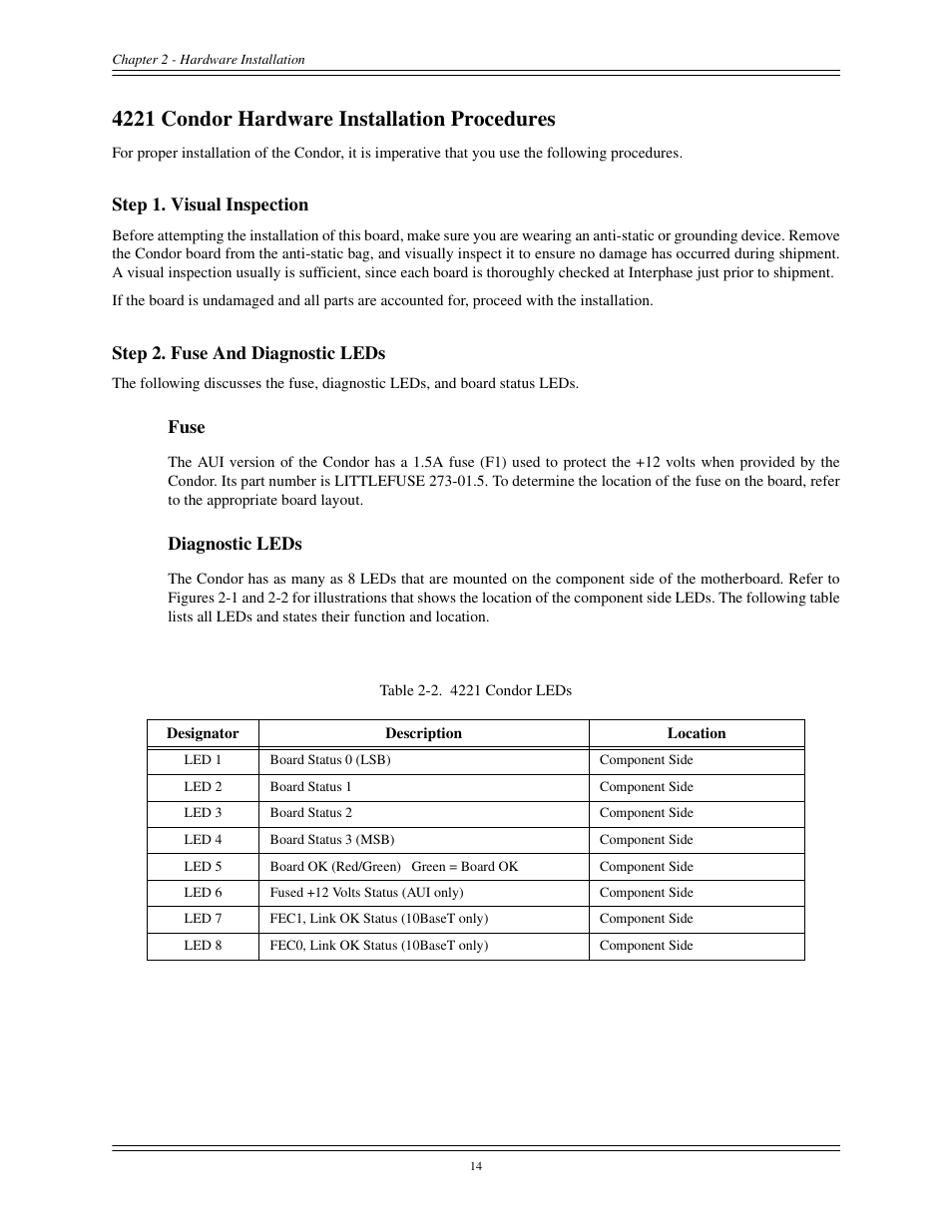 4221 condor hardware installation procedures | Interphase Tech CONDOR 4221 User Manual | Page 26 / 124