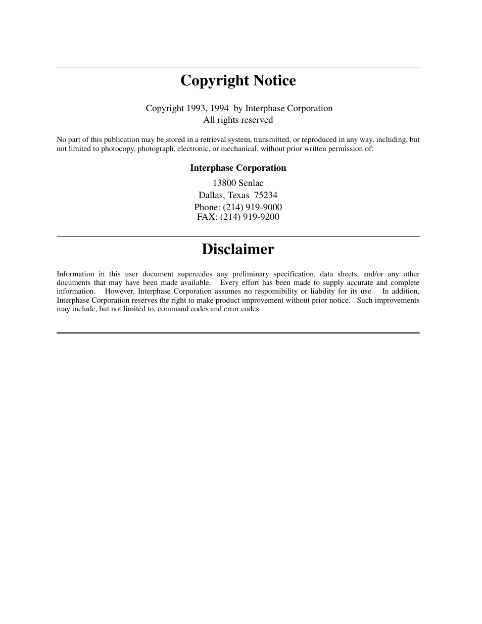 Copyright notice, Disclaimer | Interphase Tech CONDOR 4221 User Manual | Page 3 / 124