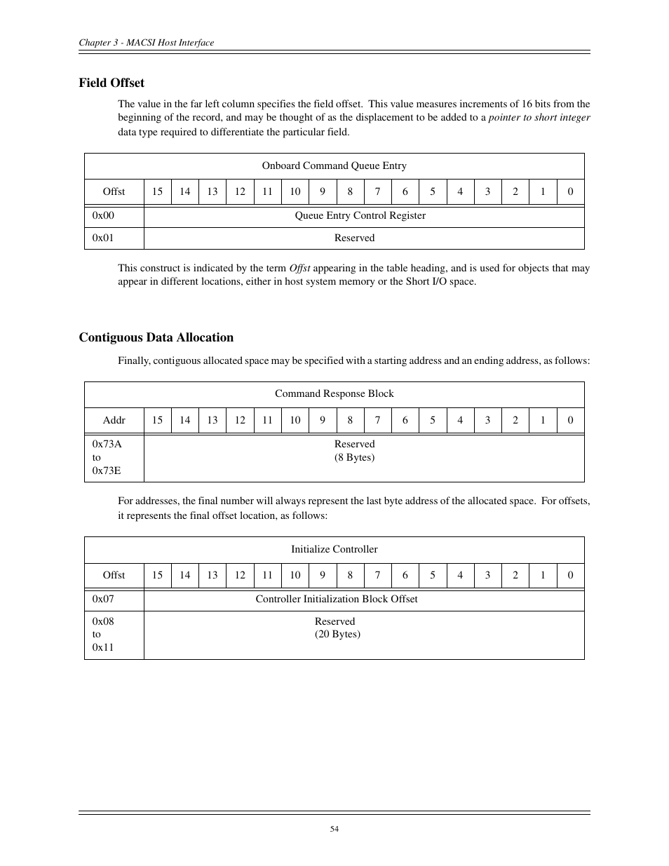Field offset contiguous data allocation | Interphase Tech CONDOR 4221 User Manual | Page 66 / 124