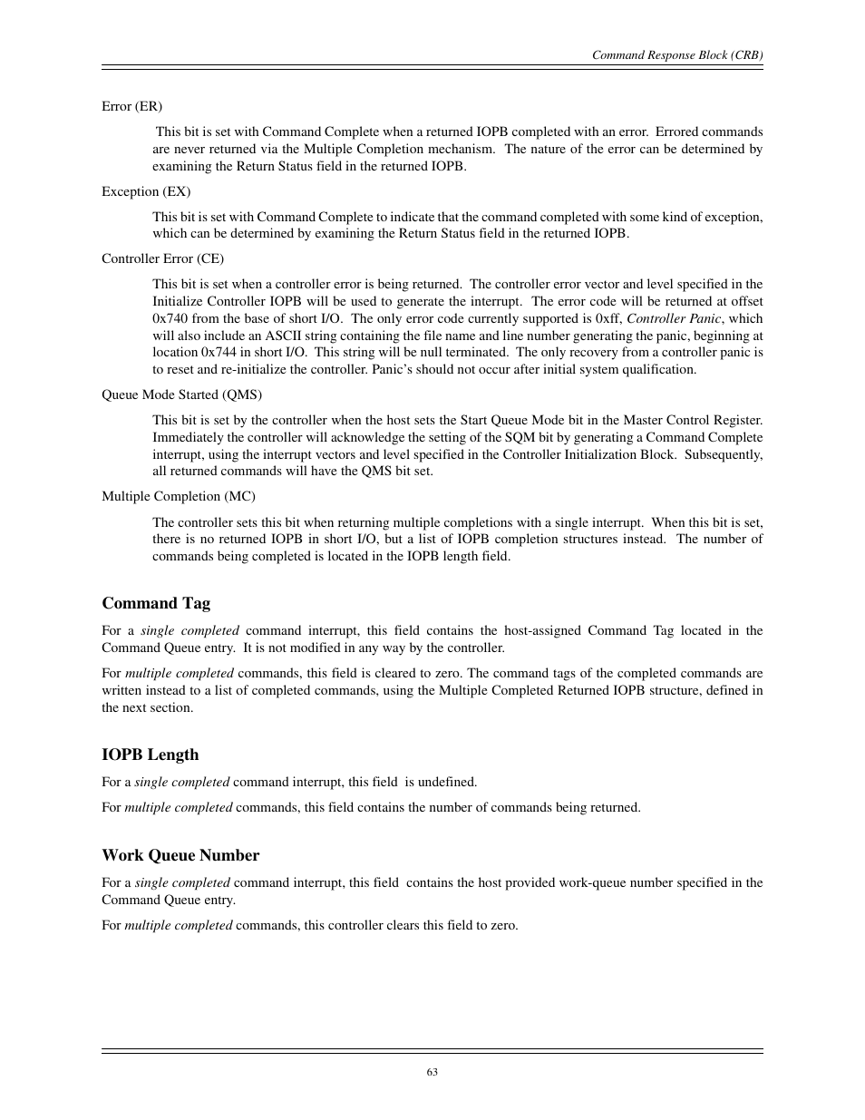 Command tag iopb length work queue number | Interphase Tech CONDOR 4221 User Manual | Page 75 / 124