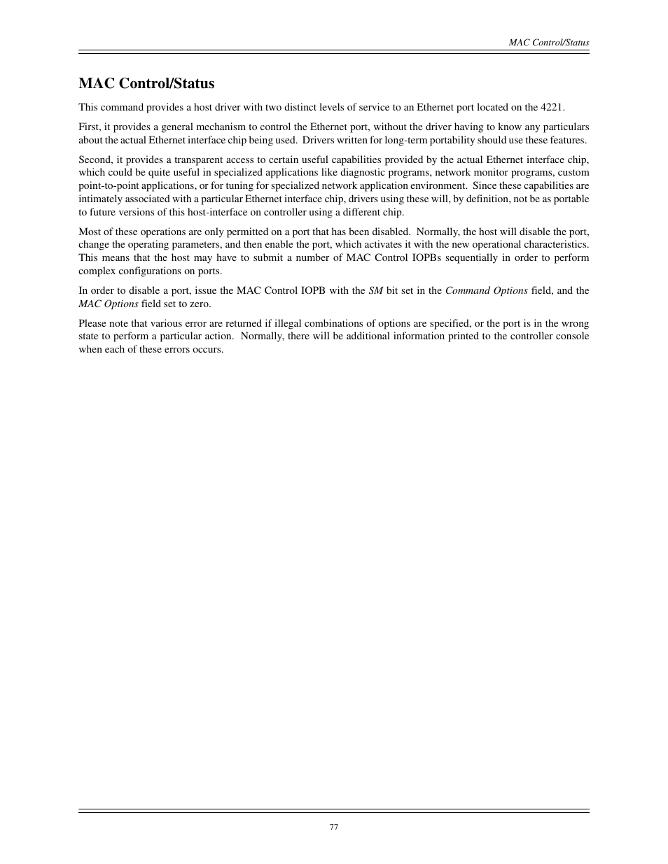 Mac control/status | Interphase Tech CONDOR 4221 User Manual | Page 89 / 124