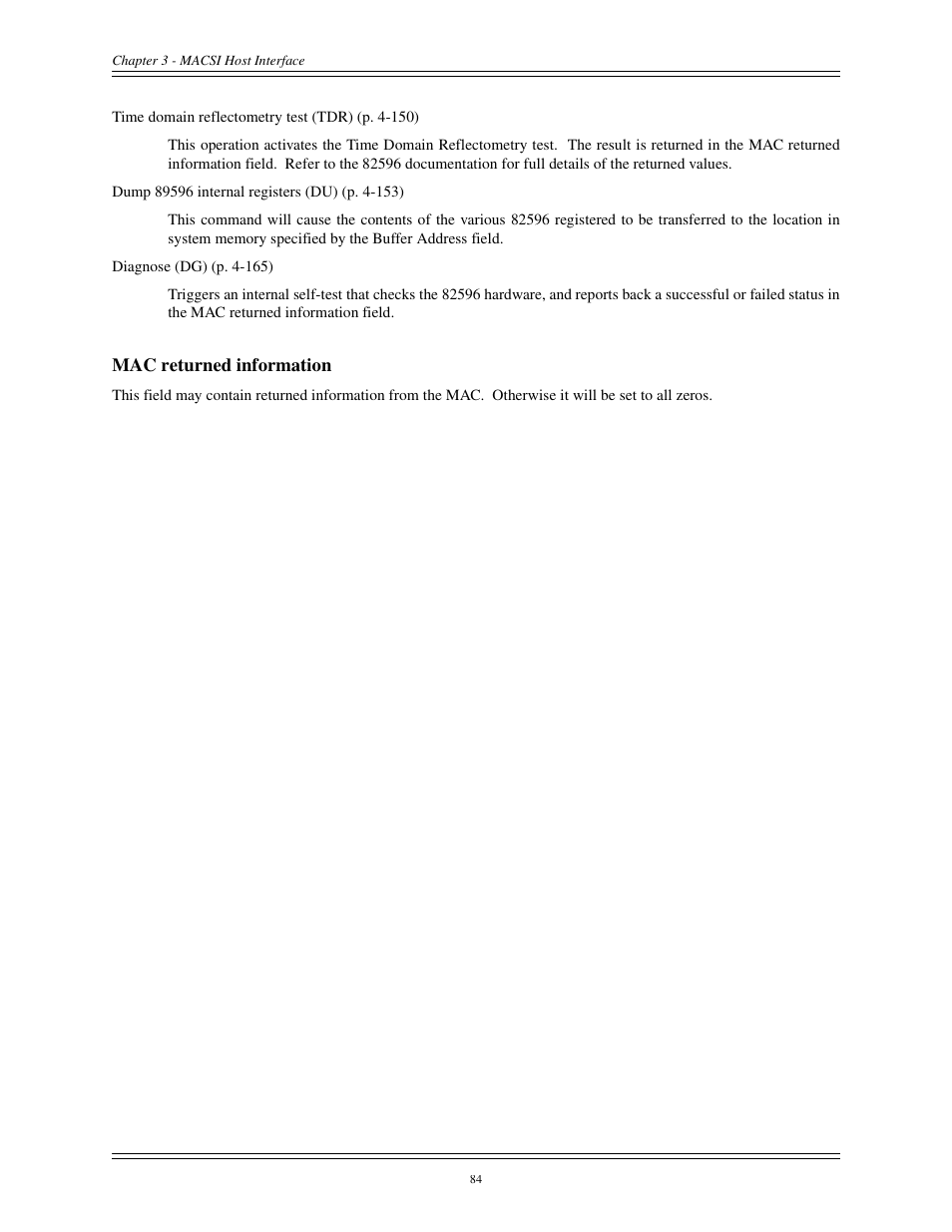 Mac returned information | Interphase Tech CONDOR 4221 User Manual | Page 96 / 124