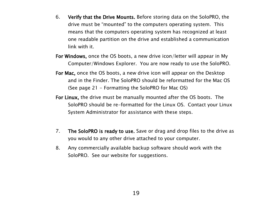 ioSafe SoloPRO eSATA/USB 2.0 User Manual | Page 19 / 27