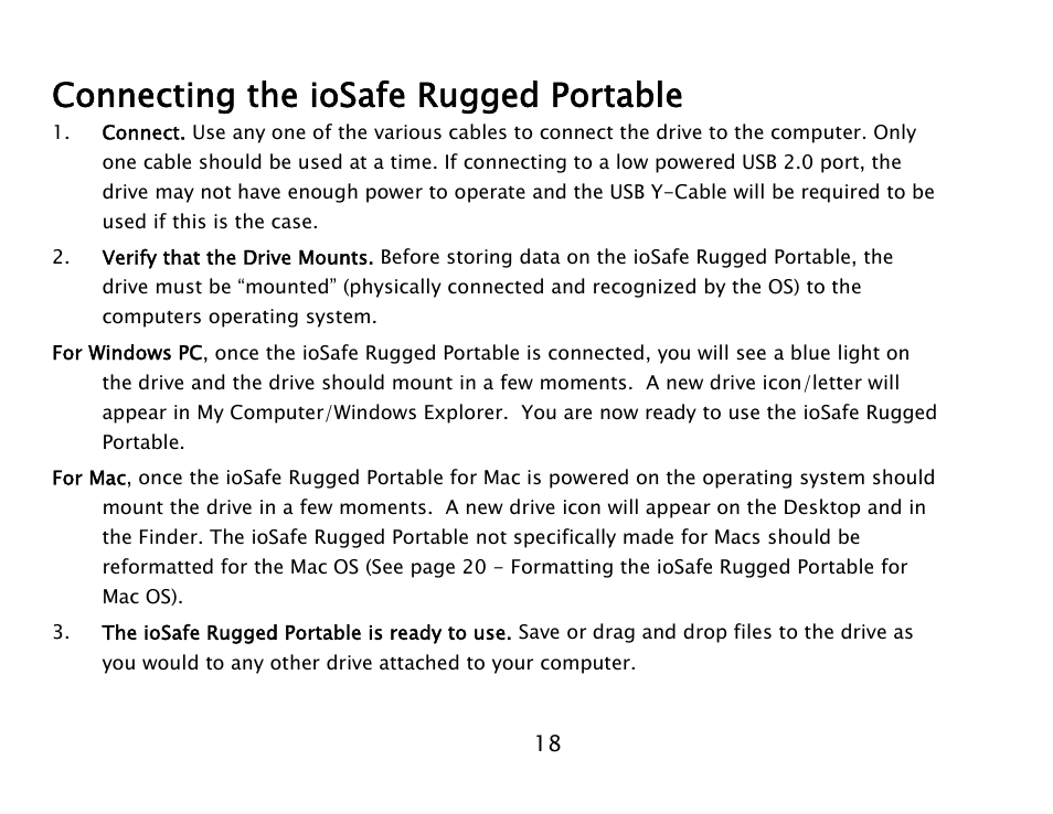 Connecting the iosafe rugged portable | ioSafe 910-11011-00 User Manual | Page 18 / 26