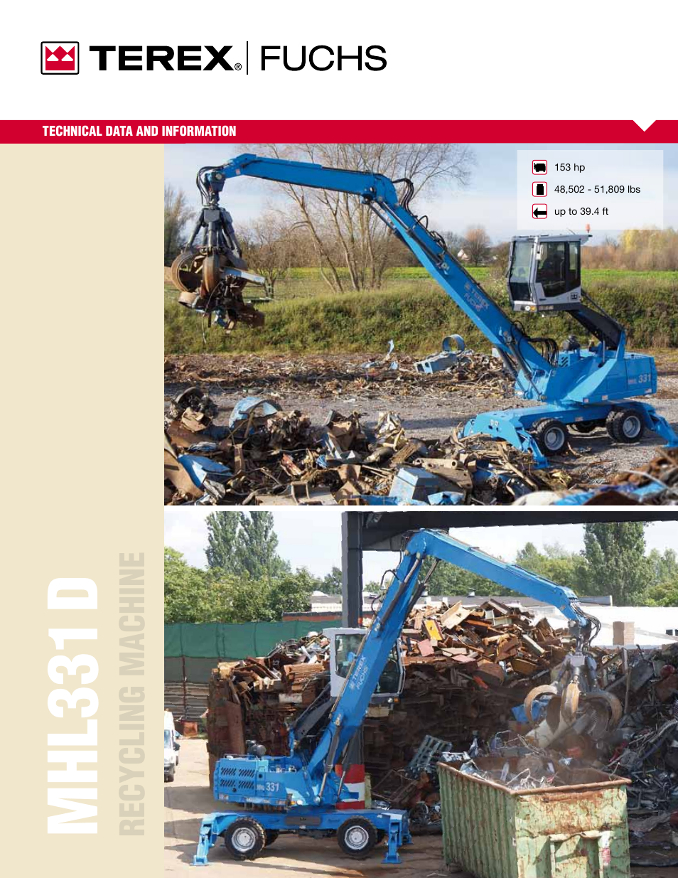 Interex TEREX/FUCHS RECYCLING MACHINE MHL331D User Manual | 12 pages