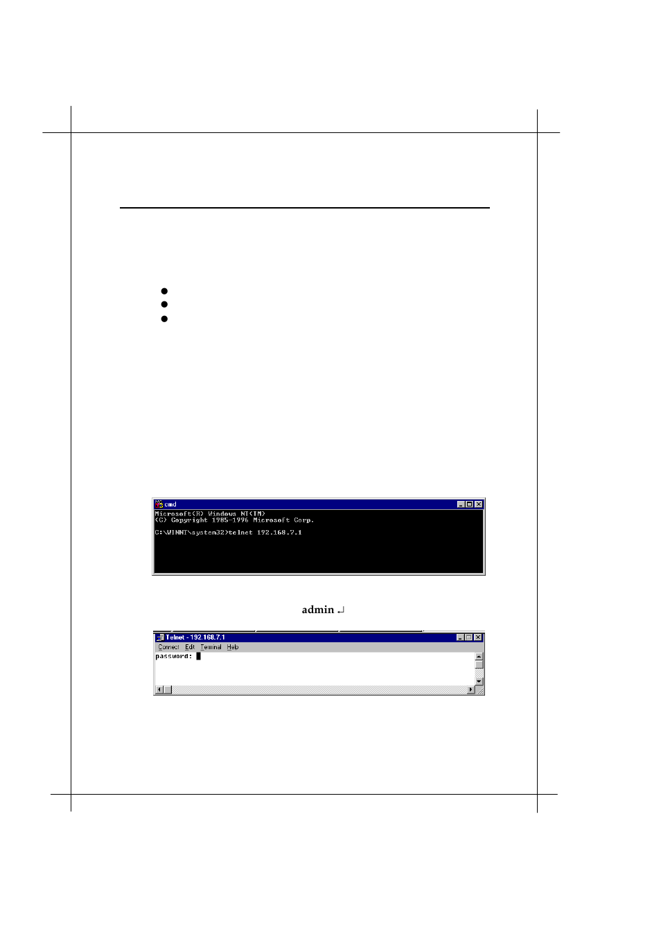 4 configuring the router, 1 using telnet via ethernet interface | IBM ADSL Bridge/ Router Heritage User Manual | Page 27 / 167