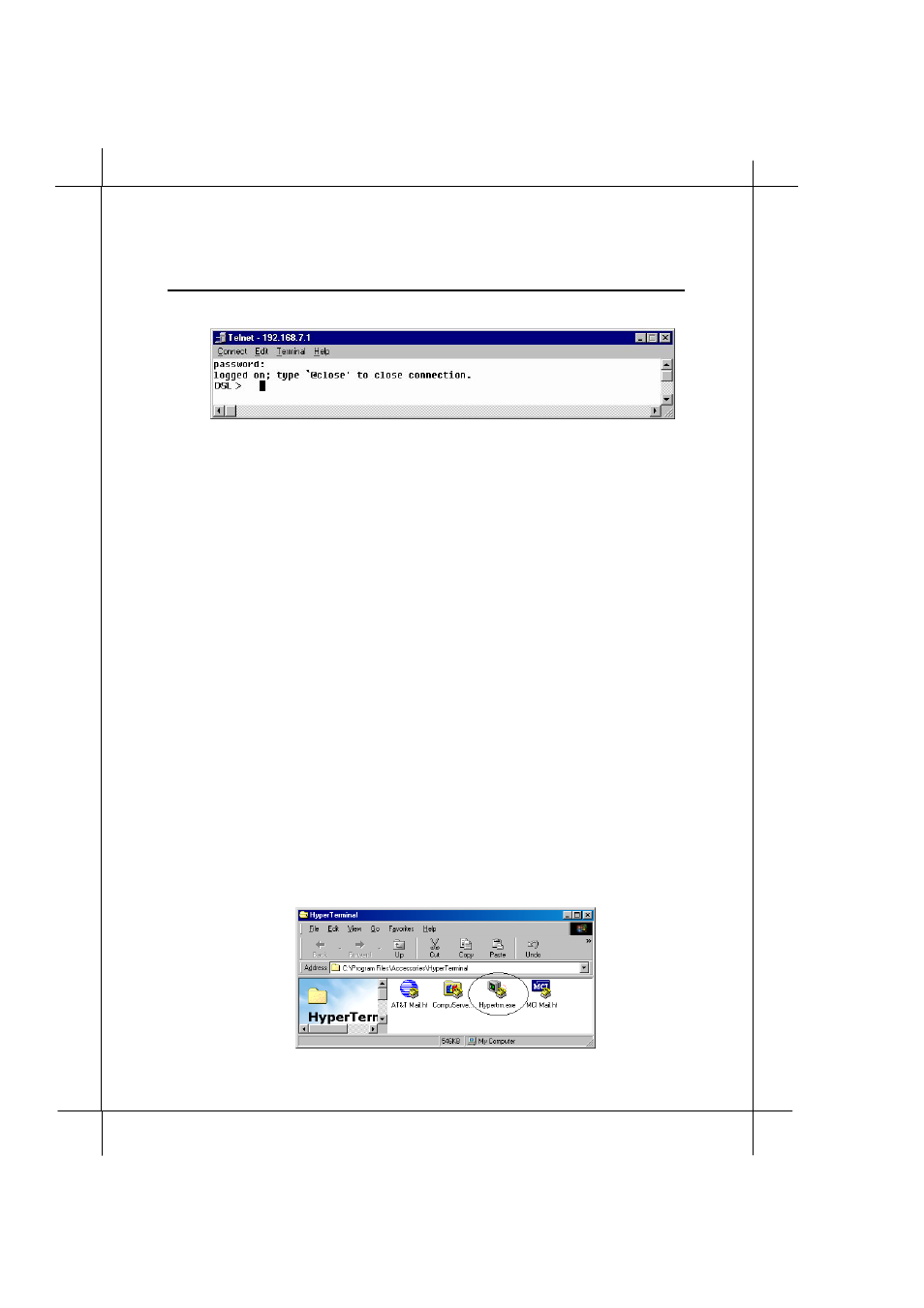 2 using terminal program via serial console port | IBM ADSL Bridge/ Router Heritage User Manual | Page 28 / 167