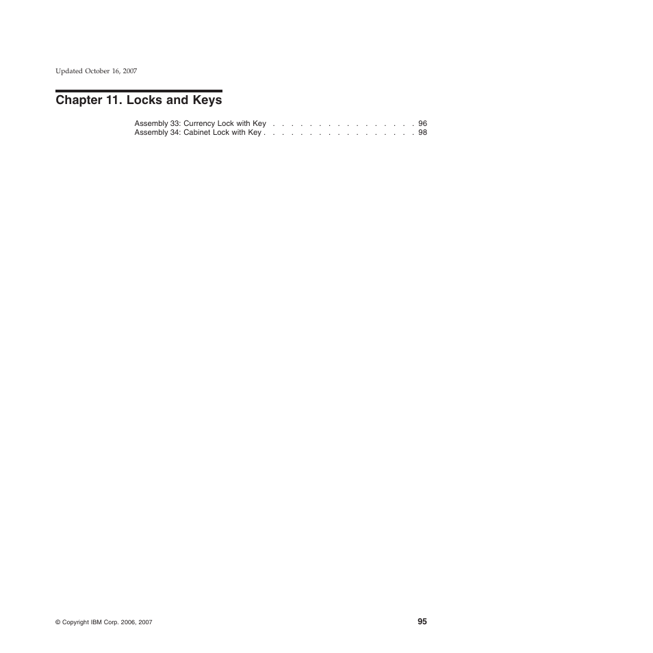 Chapter 11. locks and keys, Chapter, Locks | Keys | IBM 8xx User Manual | Page 107 / 156