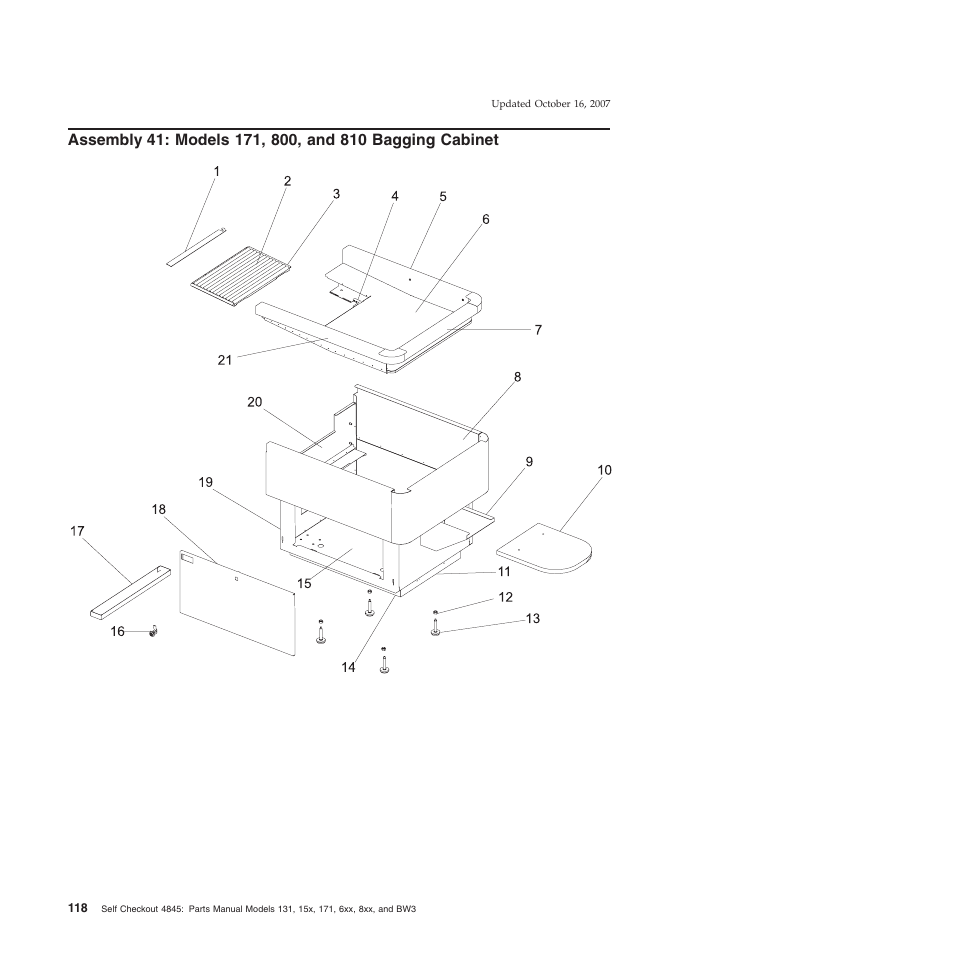Assembly, Models, Bagging | Cabinet | IBM 8xx User Manual | Page 130 / 156