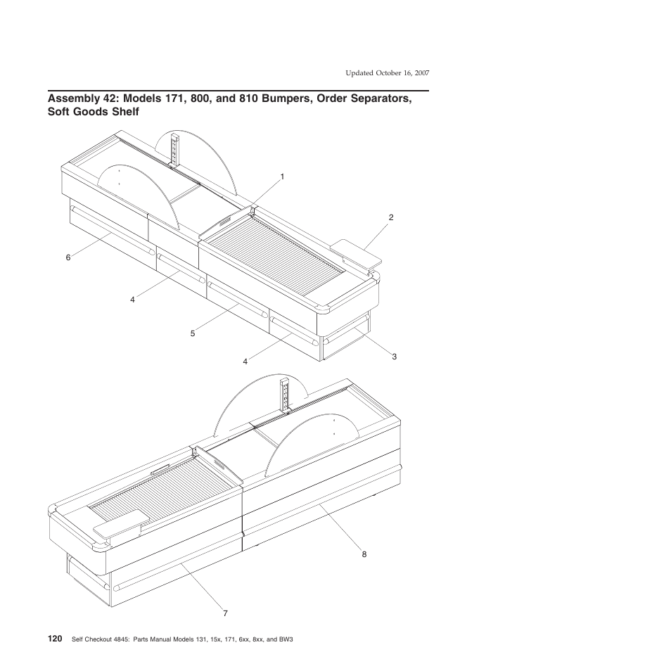 Assembly, Models, Bumpers | Order, Separators, Soft, Goods, Shelf | IBM 8xx User Manual | Page 132 / 156
