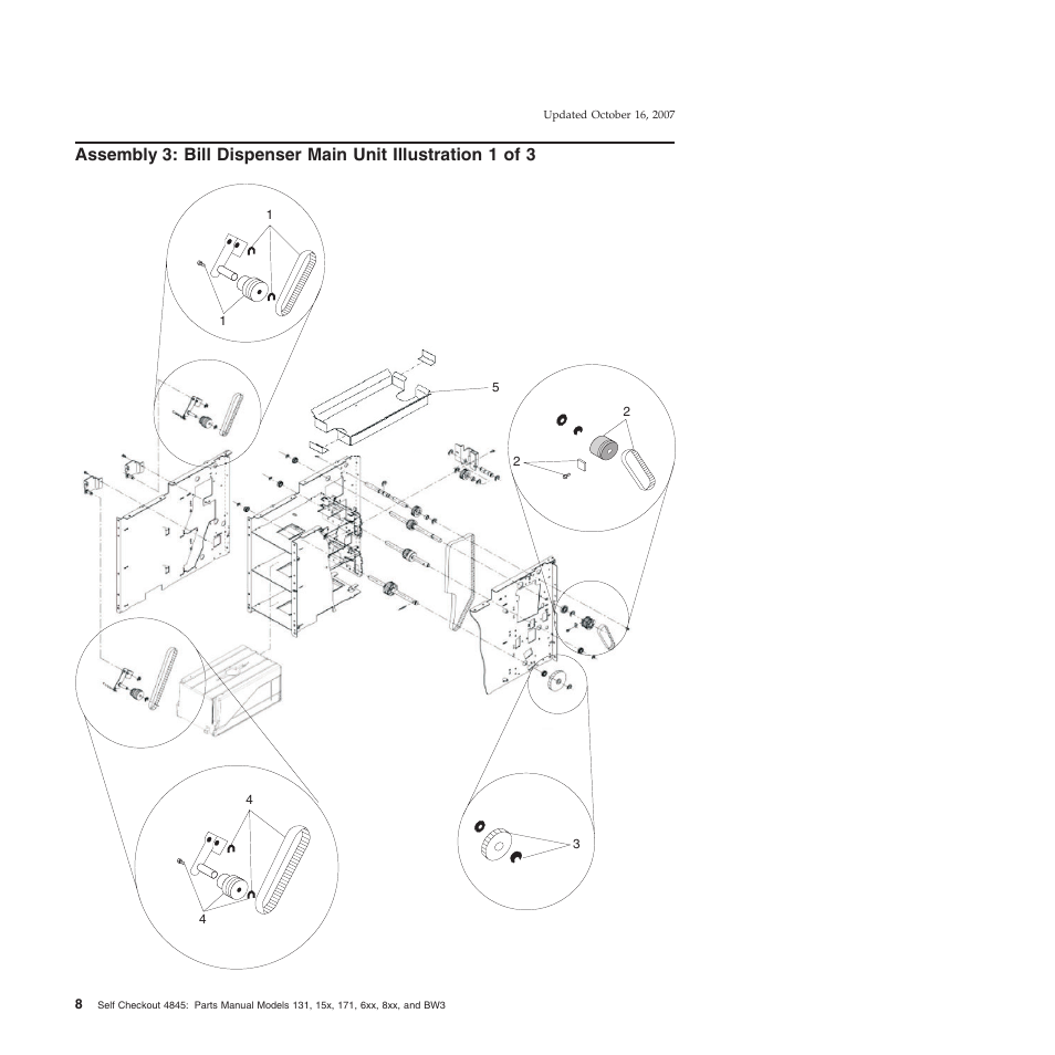 Assembly, Bill, Dispenser | Main, Unit, Illustration | IBM 8xx User Manual | Page 20 / 156