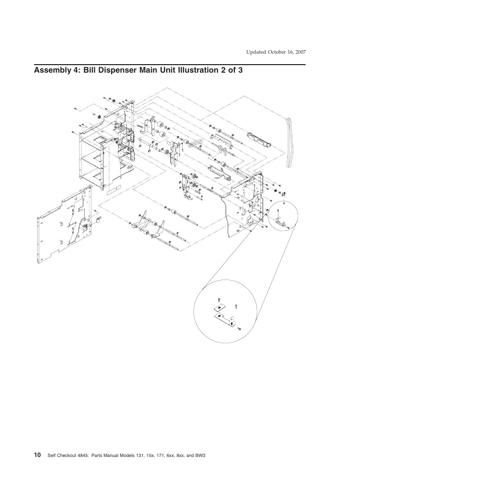 Assembly, Bill, Dispenser | Main, Unit, Illustration | IBM 8xx User Manual | Page 22 / 156