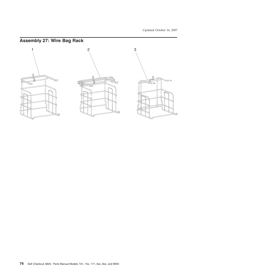 Assembly 27: wire bag rack, Assembly, Wire | Rack | IBM 8xx User Manual | Page 86 / 156
