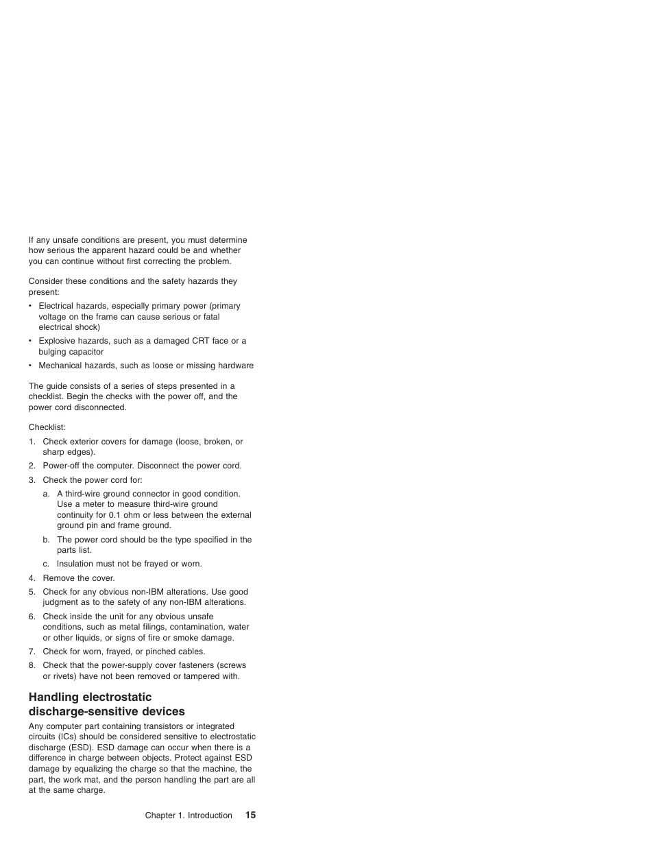 Handling electrostatic discharge-sensitive devices | IBM X23 User Manual | Page 19 / 141