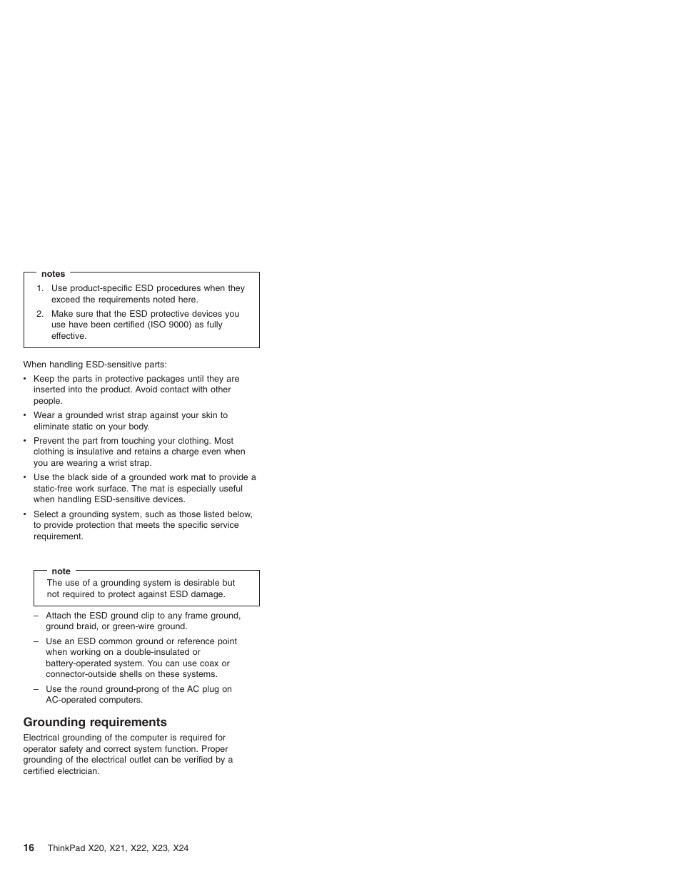 Grounding requirements | IBM X23 User Manual | Page 20 / 141