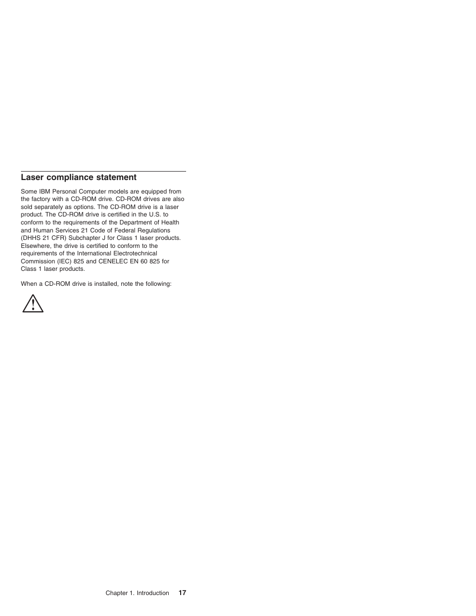 Laser compliance statement | IBM X23 User Manual | Page 21 / 141